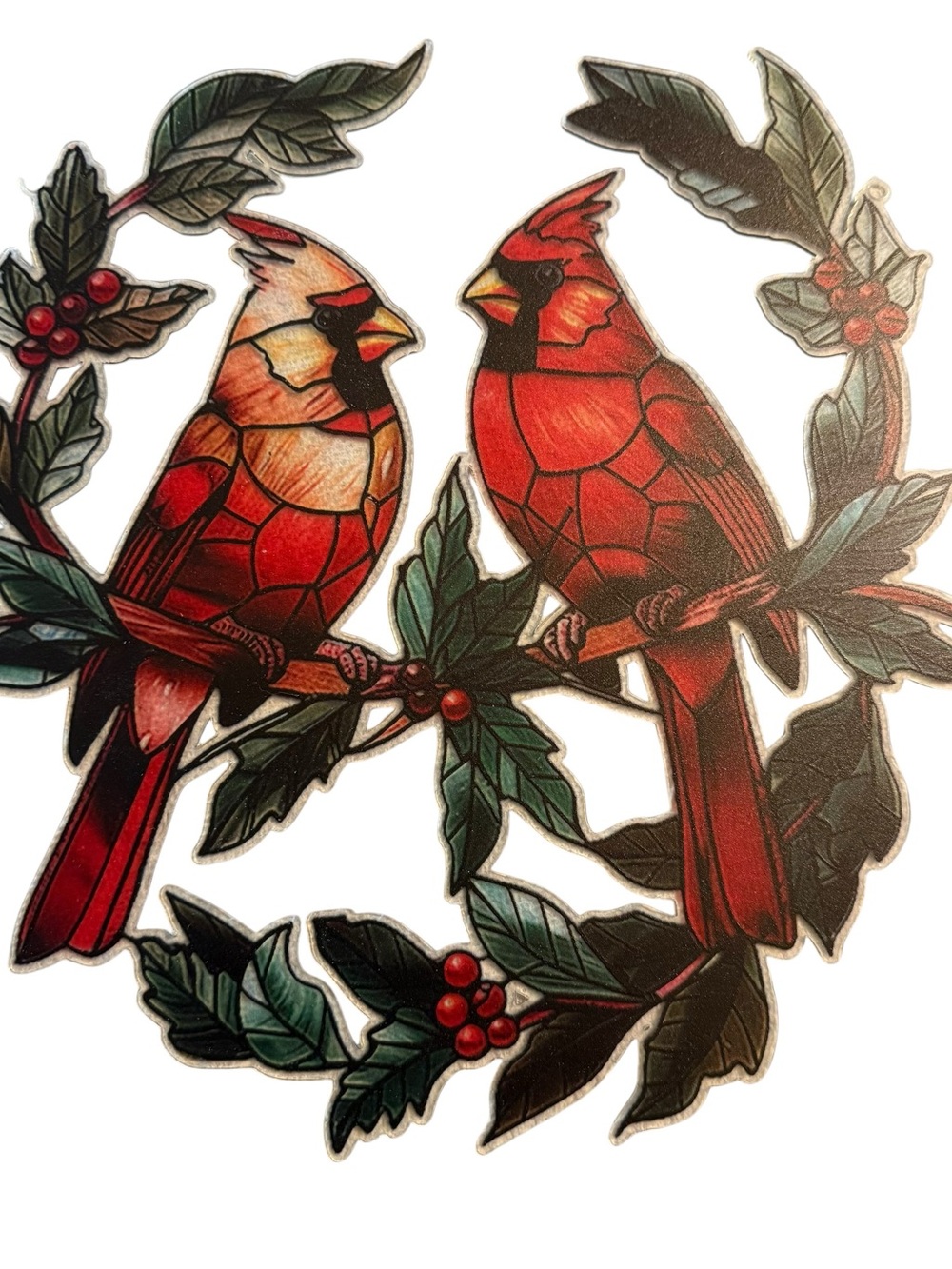 Stained Glass Style Cardinal Suncatcher Memorial Bird Window Decor Christmas New